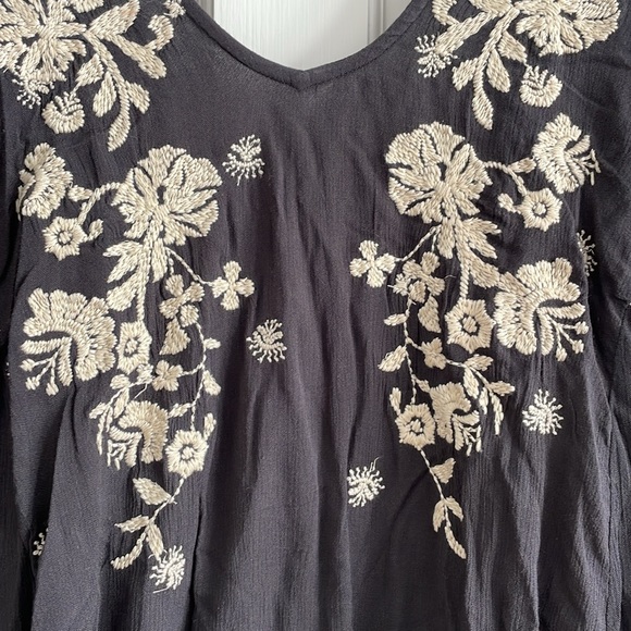 Free People Sweet Tennessee Black Cream Embroidered Swing Lightweight Dress - Picture 6 of 7